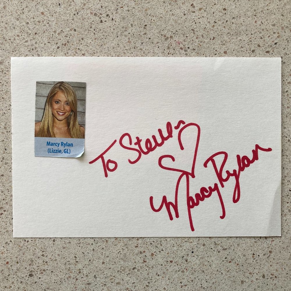 Marcy Rylan Signed Inscribed Index Card 4X6 Guiding Light General Hospital Emme